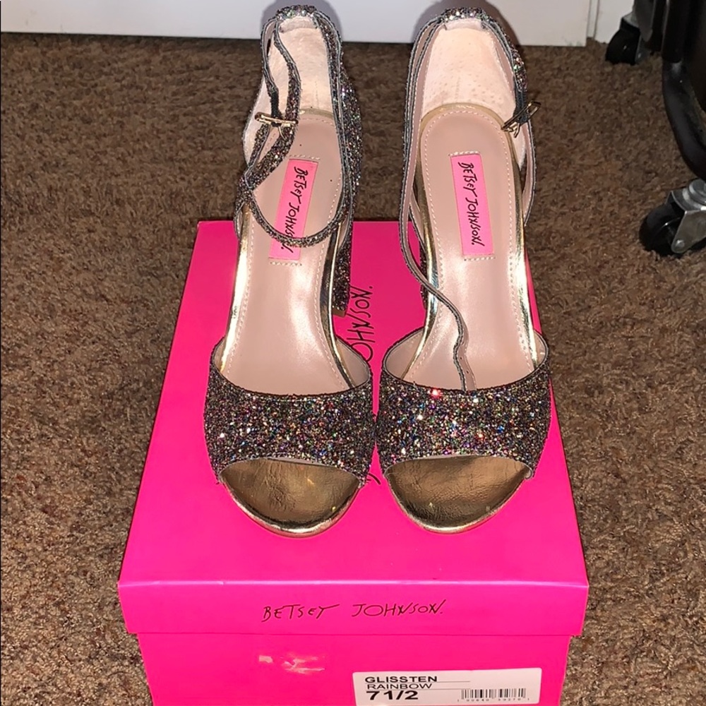 Betsey Johnson Rainbow glitter heels